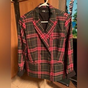 Simons Plaid Blazer - Black and Red
